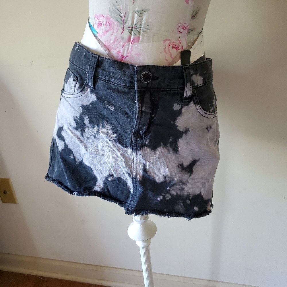 Bebe acid wash mini denim skirt punk